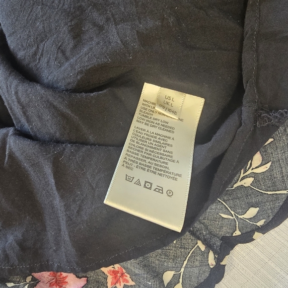 Free People Lighten Up Flowy Floral Mini Dress Large Black Pink Boho Garden - Picture 11 of 12